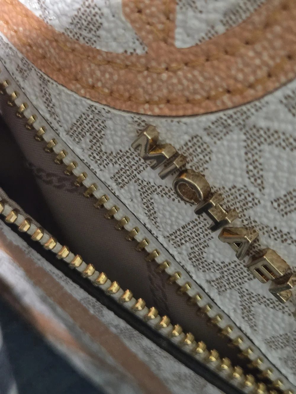 Michael Kors Rhea Zip Medium Backpack — Vanilla/Acorn MK Logo